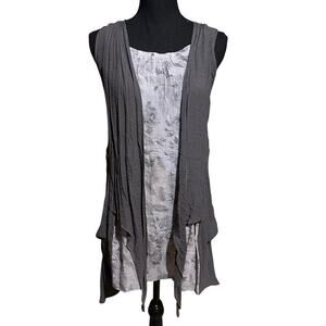 Papillon Layer Look Sleeveless Draped Top Women's S Small